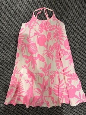 GAP Pink and White Tropical Halter Dress